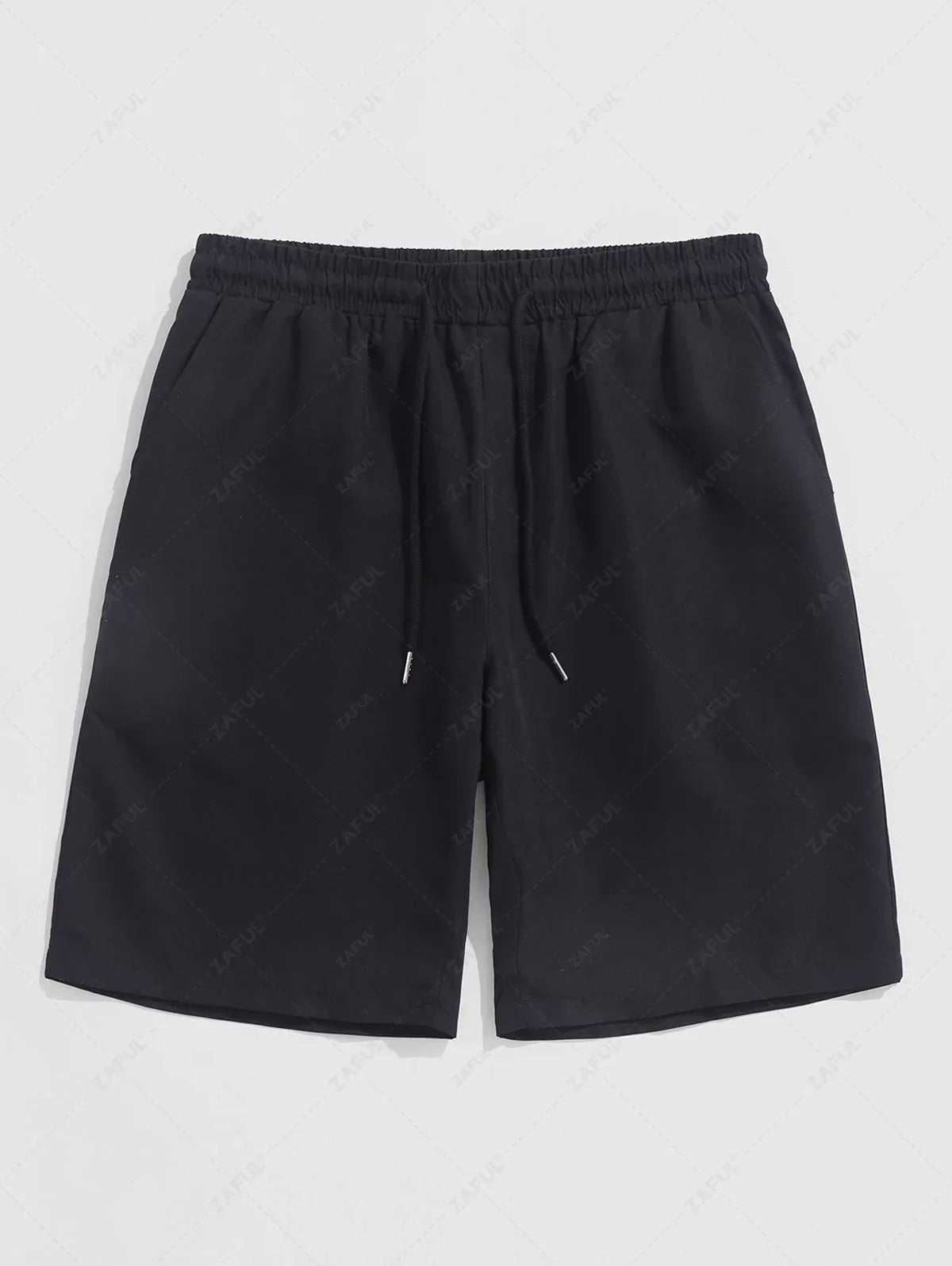 Men\'s Half Buttoned Casual Vertical Striped Office Pullover Shirt and Basic Casual Shorts Set   BLUE WHITE