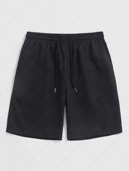 Men\'s Half Buttoned Casual Vertical Striped Office Pullover Shirt and Basic Casual Shorts Set   BLUE WHITE