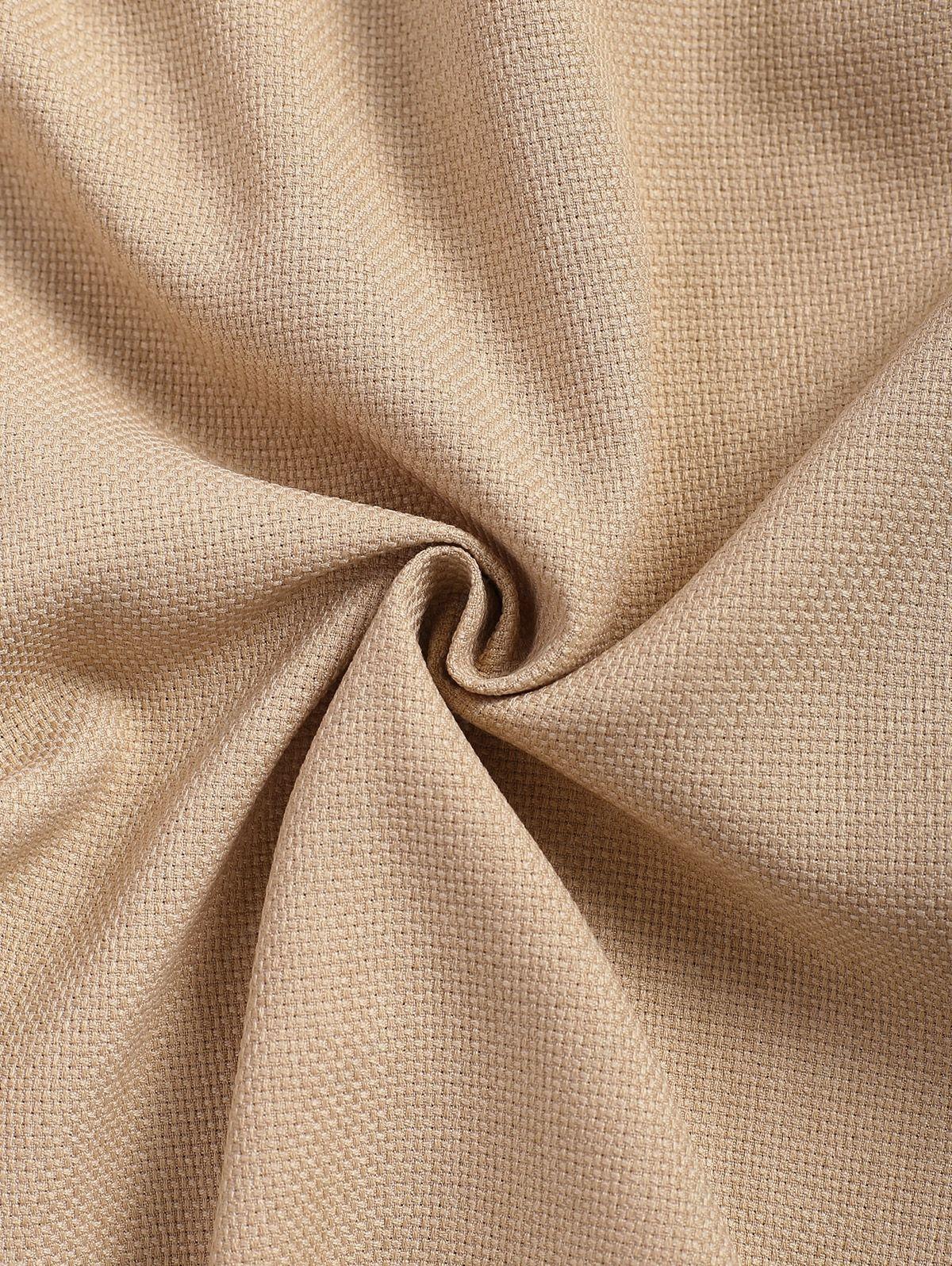 Men\'s Cotton And Linen Textured Pocket Design Camp Collar Button Up Short Sleeves Shirt And Drawstring Straight Leg Pants Set   BLACK LIGHT BLUE COFFEE