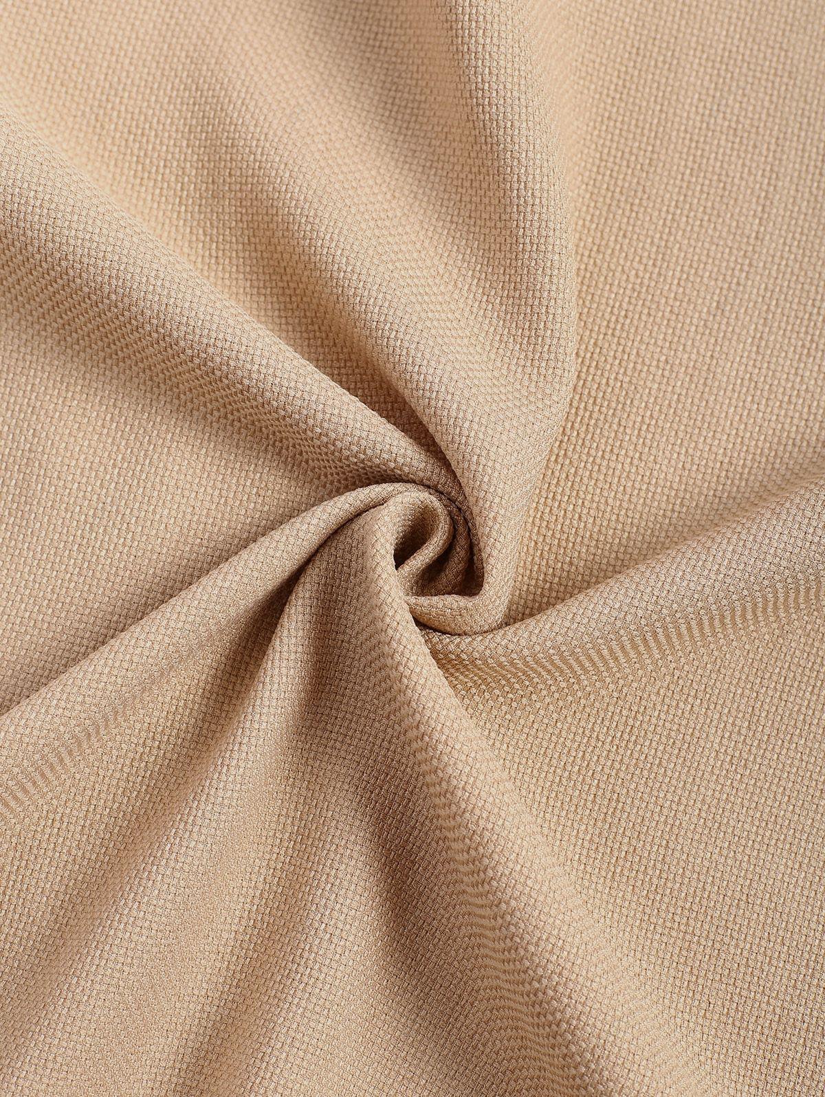 Men\'s Cotton And Linen Textured Pocket Design Camp Collar Button Up Short Sleeves Shirt And Drawstring Straight Leg Pants Set   BLACK LIGHT BLUE COFFEE